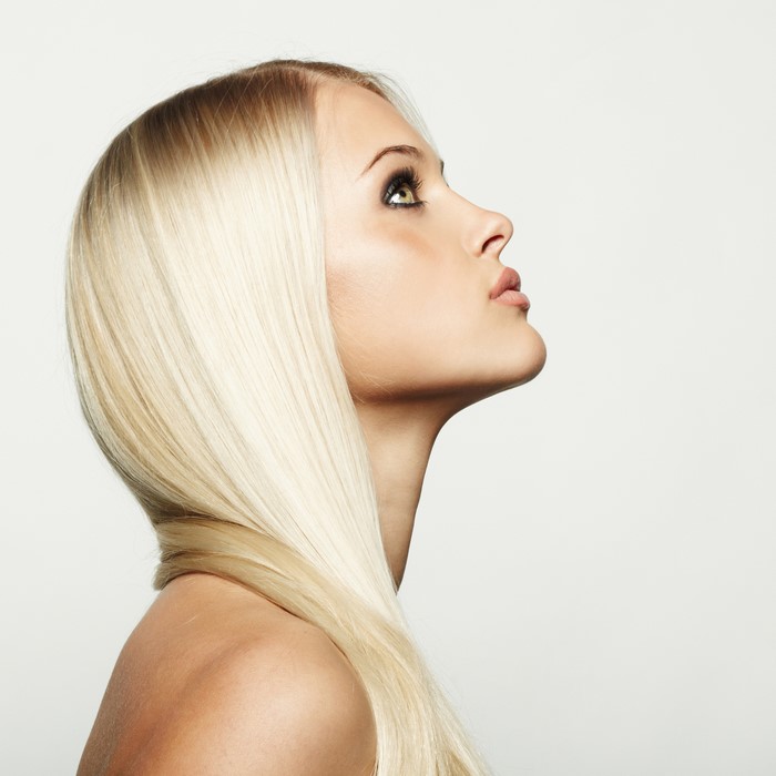 Blonde woman with long hair