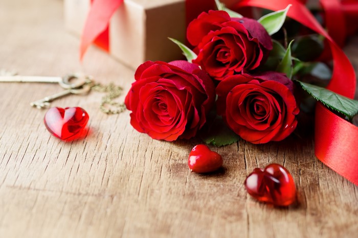 Valentine's Day Red Roses and Hearts