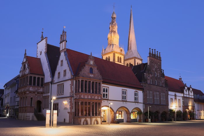 Lemgo Town Square at Evening with Historic Buildings