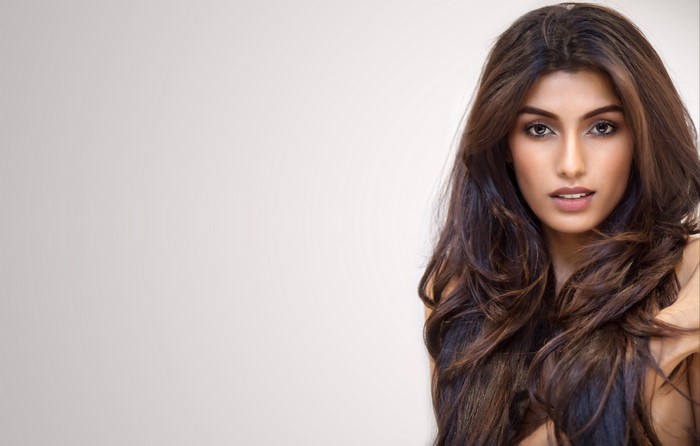 4K Indian woman Rakshitha with long brown hair