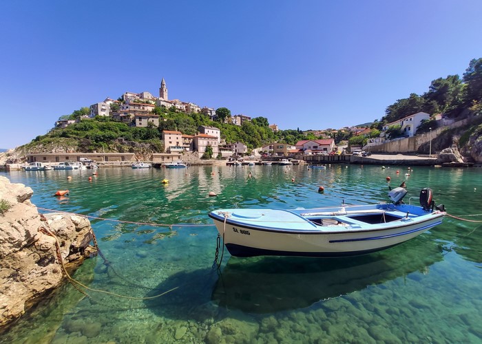 4K Vrbnik Croatia Boats Cove Hill