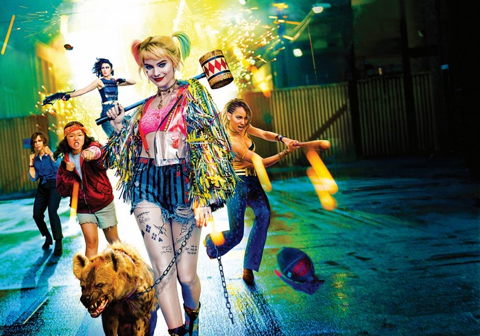 Harley Quinn and allies from Birds of Prey with hyena