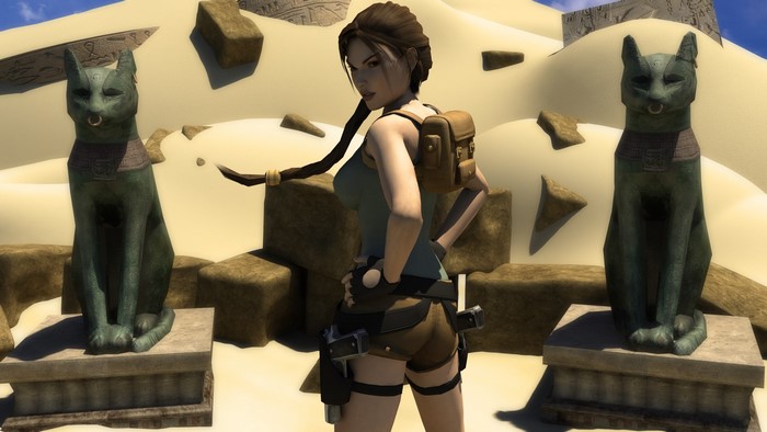 Lara Croft from Tomb Raider in Egyptian Desert