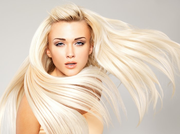 Blonde girl with flowing hair