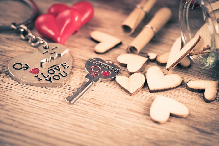 Valentine's Day I Love You Heart Keychain and Key