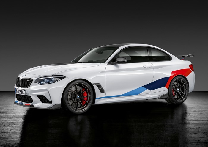 White BMW M2 Competition M Performance Coupe with Stripes