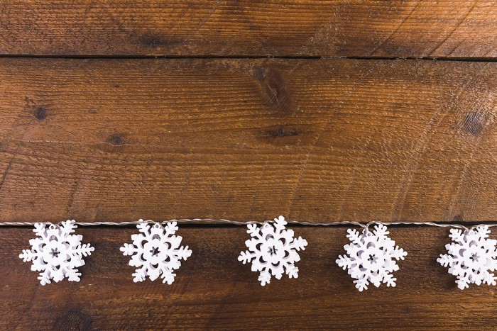 Snowflake Christmas Lights on Wood Planks