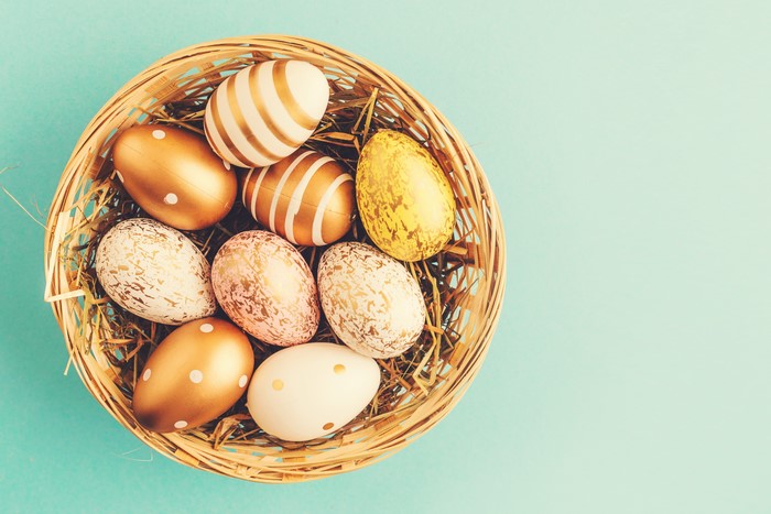 Easter eggs in a wicker basket