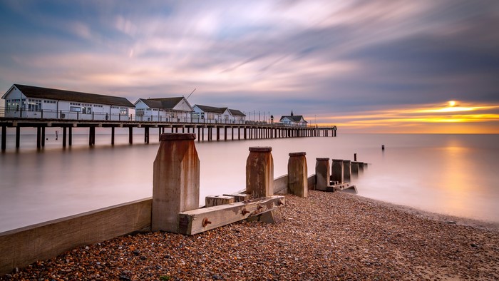 Southwold Pier at sunset, England