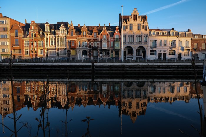 Ghent Belgium Canal Reflection of Buildings