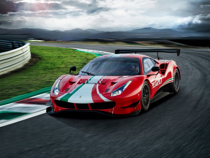 Ferrari 488 GT3 Evo on a race track