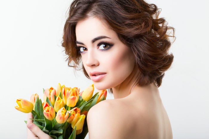 Model with Tulips