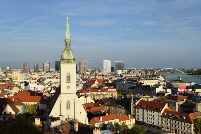 4K Bratislava Slovakia Church and Cityscape