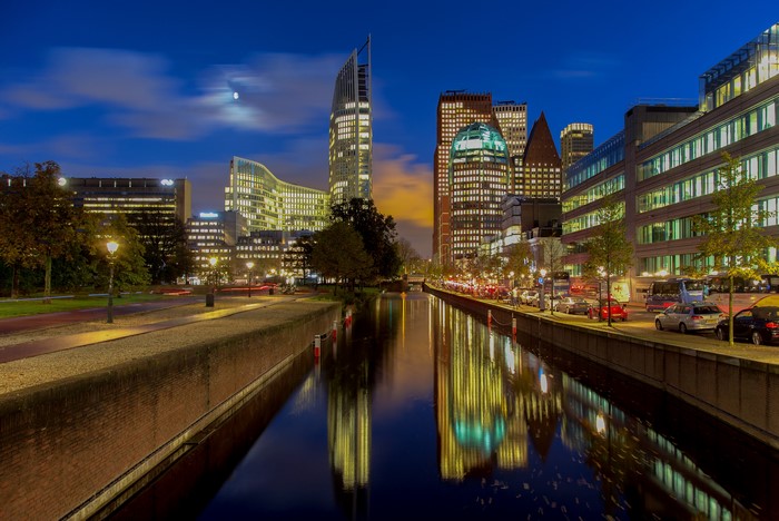 4K Canal Waterfront in The Hague, Netherlands