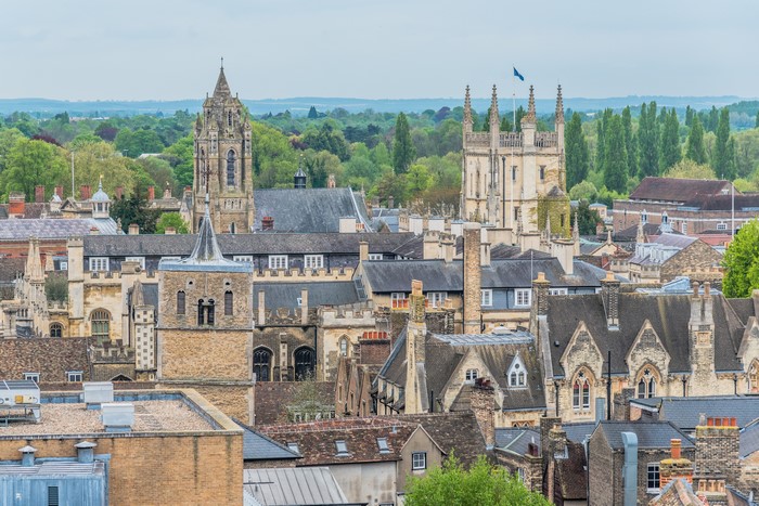 Rooftops and Spires of Cambridge, England