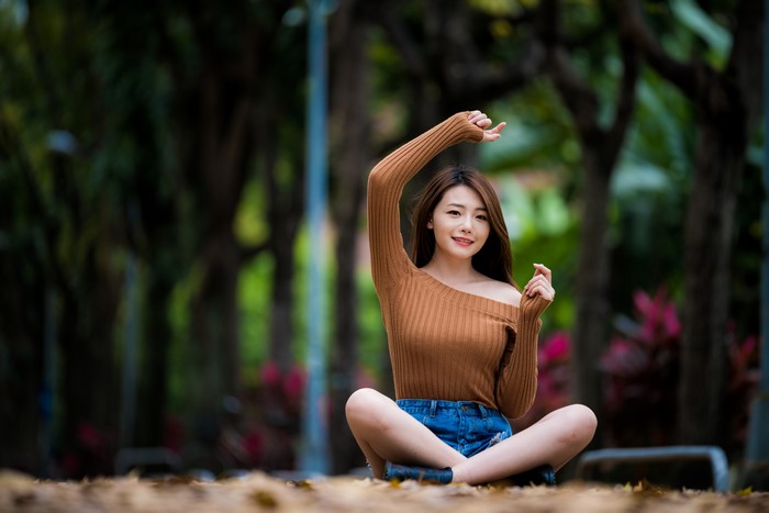 4K Asian Woman Sitting in Lotus Position