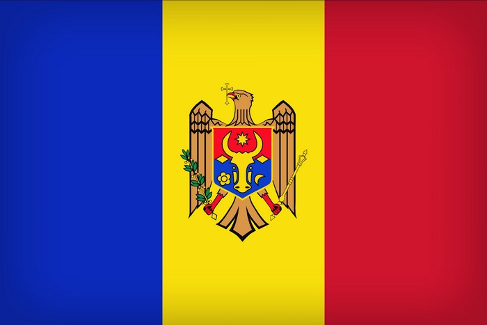Moldova Flag with Eagle Emblem in 4K