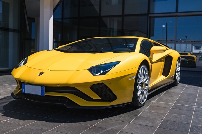 Yellow Lamborghini Aventador S Coupe