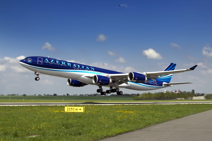 Azerbaijan Airlines Airbus A340-500 Taking Off