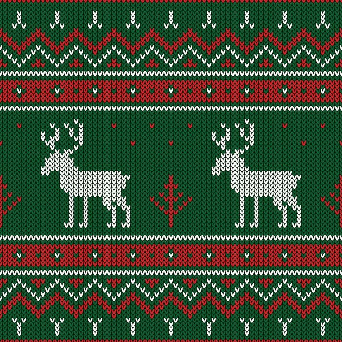 Christmas Sweater with Deer and Trees Texture