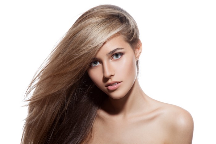 4K Portrait of Blonde Model with Flowing Hair