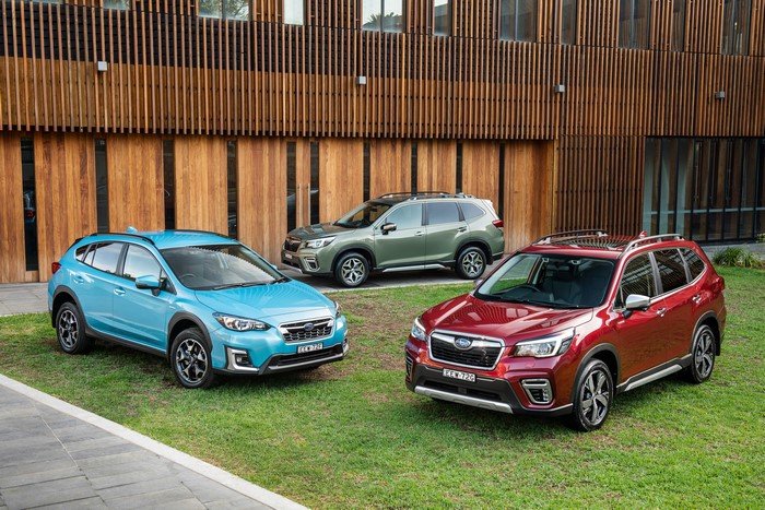 Three Subaru Crossovers in Metallic Colors