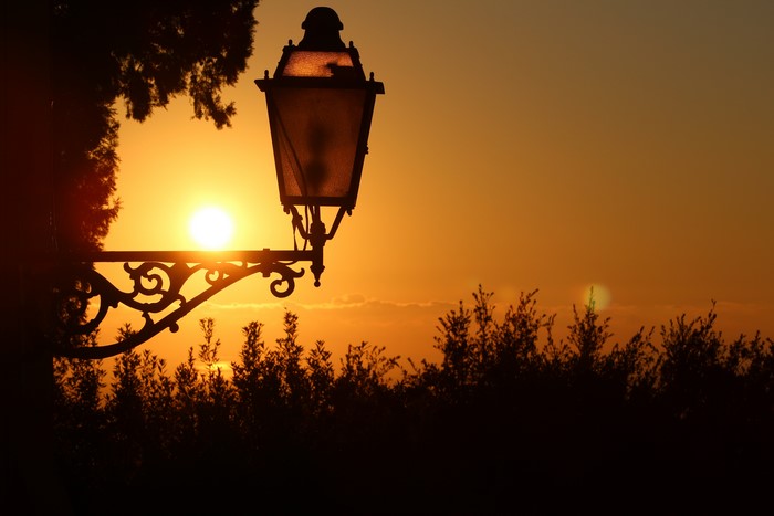 Street light at sunset