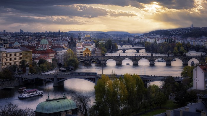 Prague, Czech Republic, Bridges over Vltava River