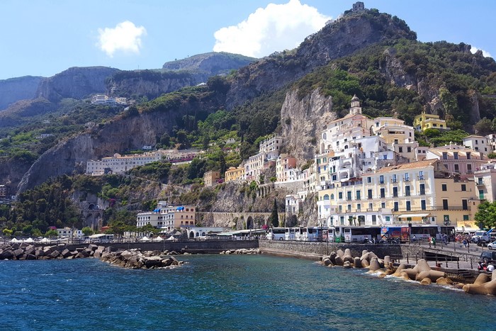 Amalfi Coast, Italy with colorful houses on a cliffside