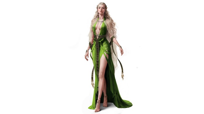 4K Elf Woman in Green Dress