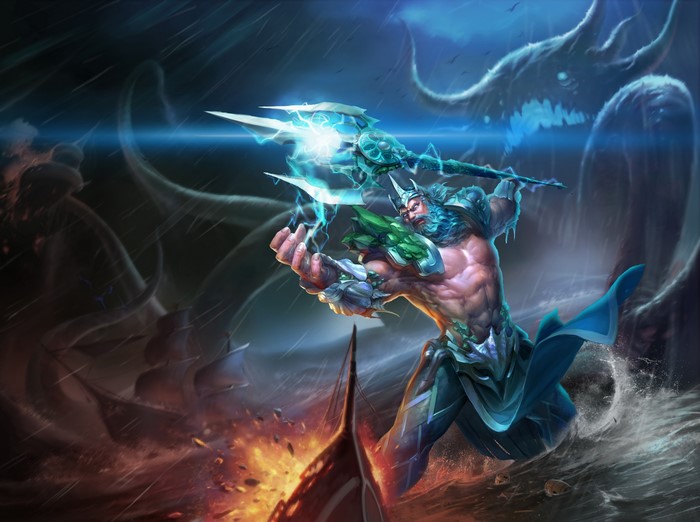 Poseidon, God of the Seas, Warrior with Trident