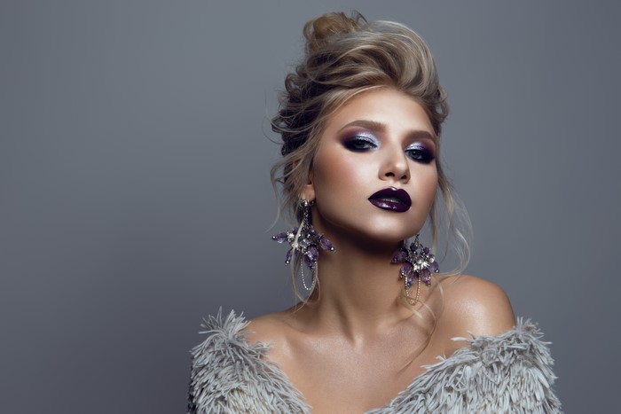 4K Portrait of Model with Glamorous Makeup