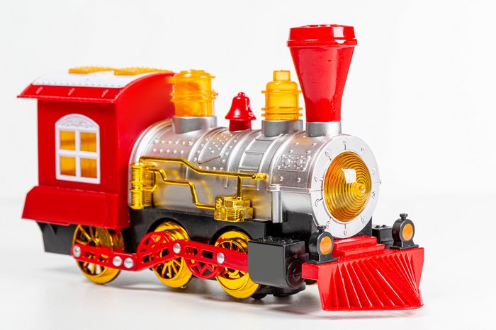 4K Toy Train on White Background