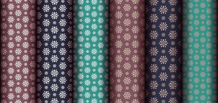 Seamless floral patterns in various colors