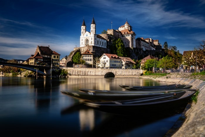 Aarburg Castle and Aare River in Switzerland
