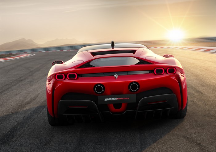 Ferrari SF90 Stradale on a race track