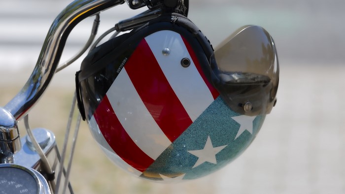 Motorcycle helmet with USA flag design