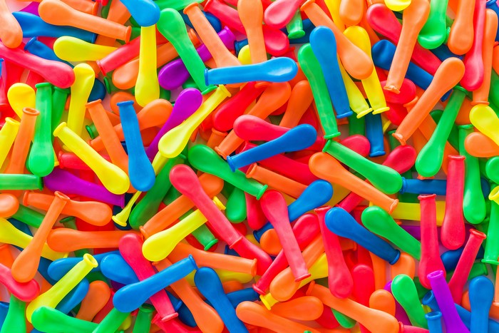 Pile of colorful toy balloons