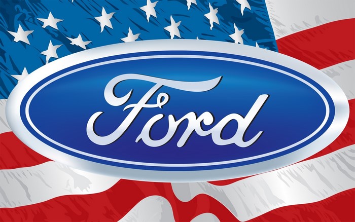 Ford logo on American flag
