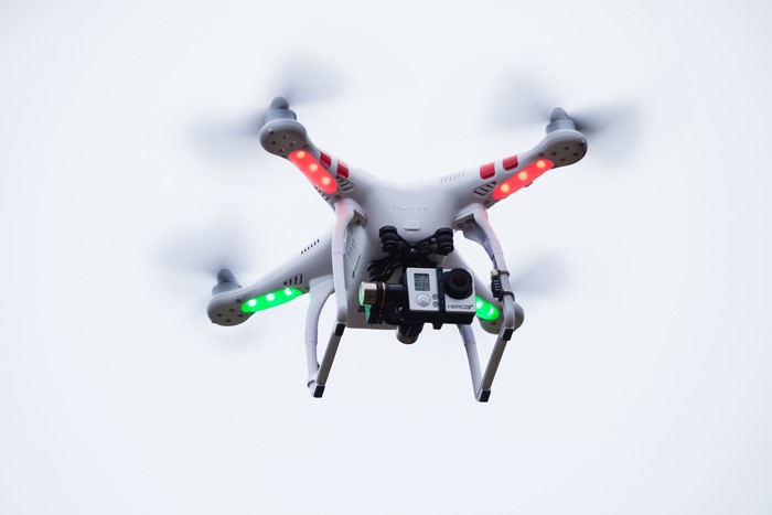 White DJI Phantom Quadcopter Drone with GoPro Camera