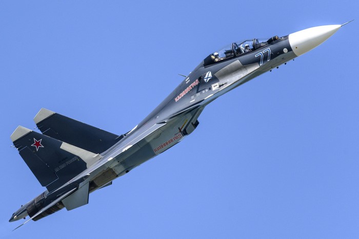 Sukhoi Su-30SM fighter jet in flight