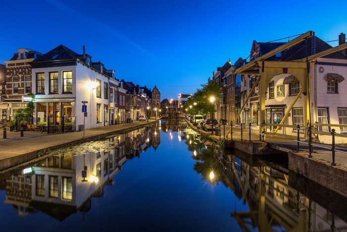 4K Evening Canal in Maassluis, Netherlands