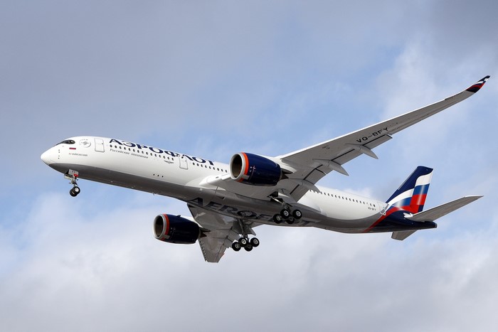 Aeroflot Airbus A350-900 airplane in flight