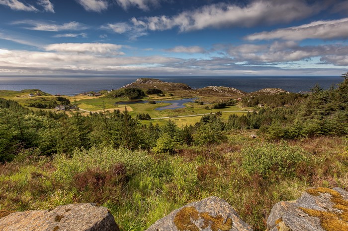 4K Norway Coastline with Hills and Sea