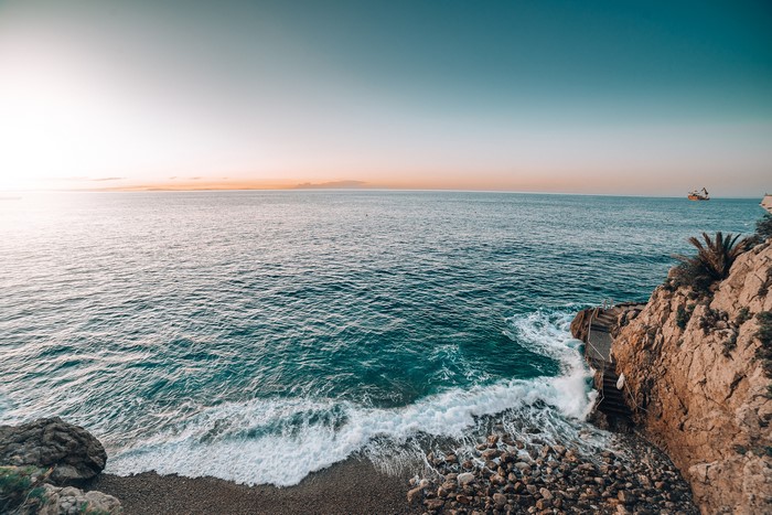 Sea and Coastline at Sunset