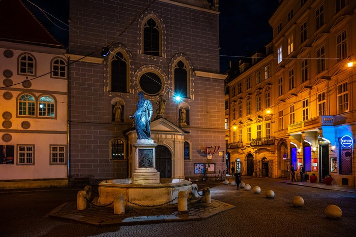 Monument and Fountain in Vienna at Night