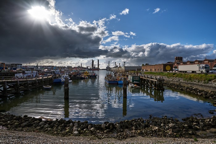 4K IJmuiden Harbour Netherlands Marinas Riverboat Sky