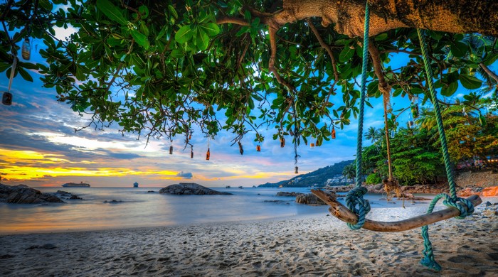 Beach swing at sunset in Phuket, Thailand