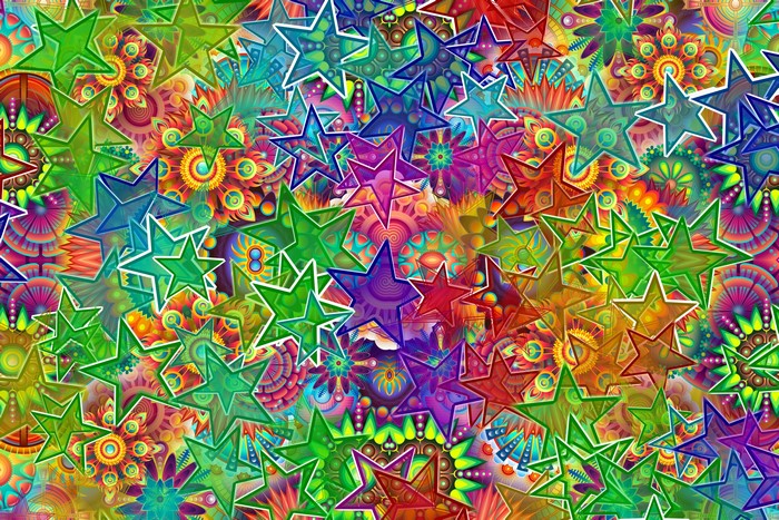 Multicolor abstract star decorations