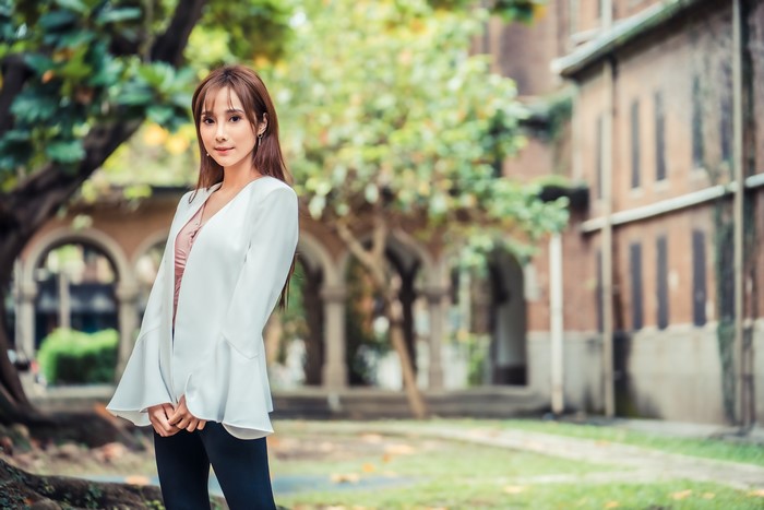 4K Portrait of Brown-Haired Asian Woman in Nature